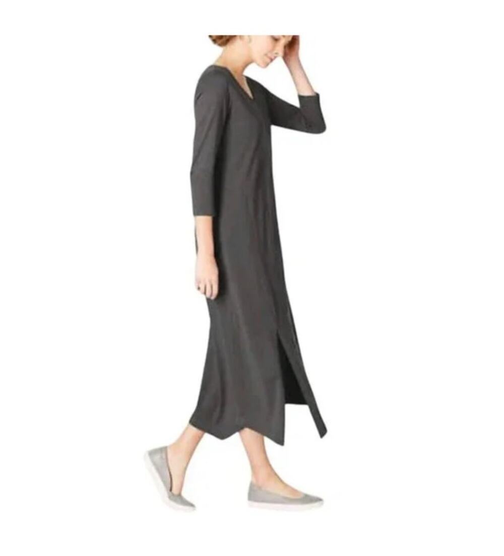 J Jill Pure Jill Cotton Blend V-Neck Maxi Dress Gray Size Medium NWT